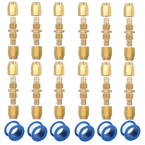 12/8 Pack Upgraded 1/4 Inch Brass Hose Repair Splicer Kit,1/4" Barb Connector for ID Hoses,Heavy-Duty Leakproof Air Line Mender with Teflon Tape,Halloween Christmas Fathersdaygift,Tools & Hardware