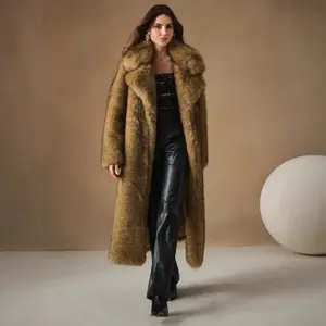 Women's Fall Winter Fashion Fluffy Long Imitation Fox Fur Jacket