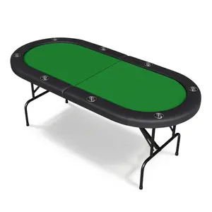8-Player Foldable Poker Table | 71" Portable Casino Game Table with Cup Holders | Texas Hold'em Poker Mat