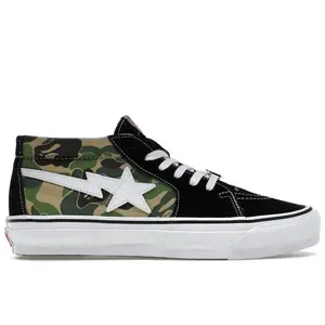 Vans Men's LX Sk8-Mid Bape ABC Camo Black Green, from StockX