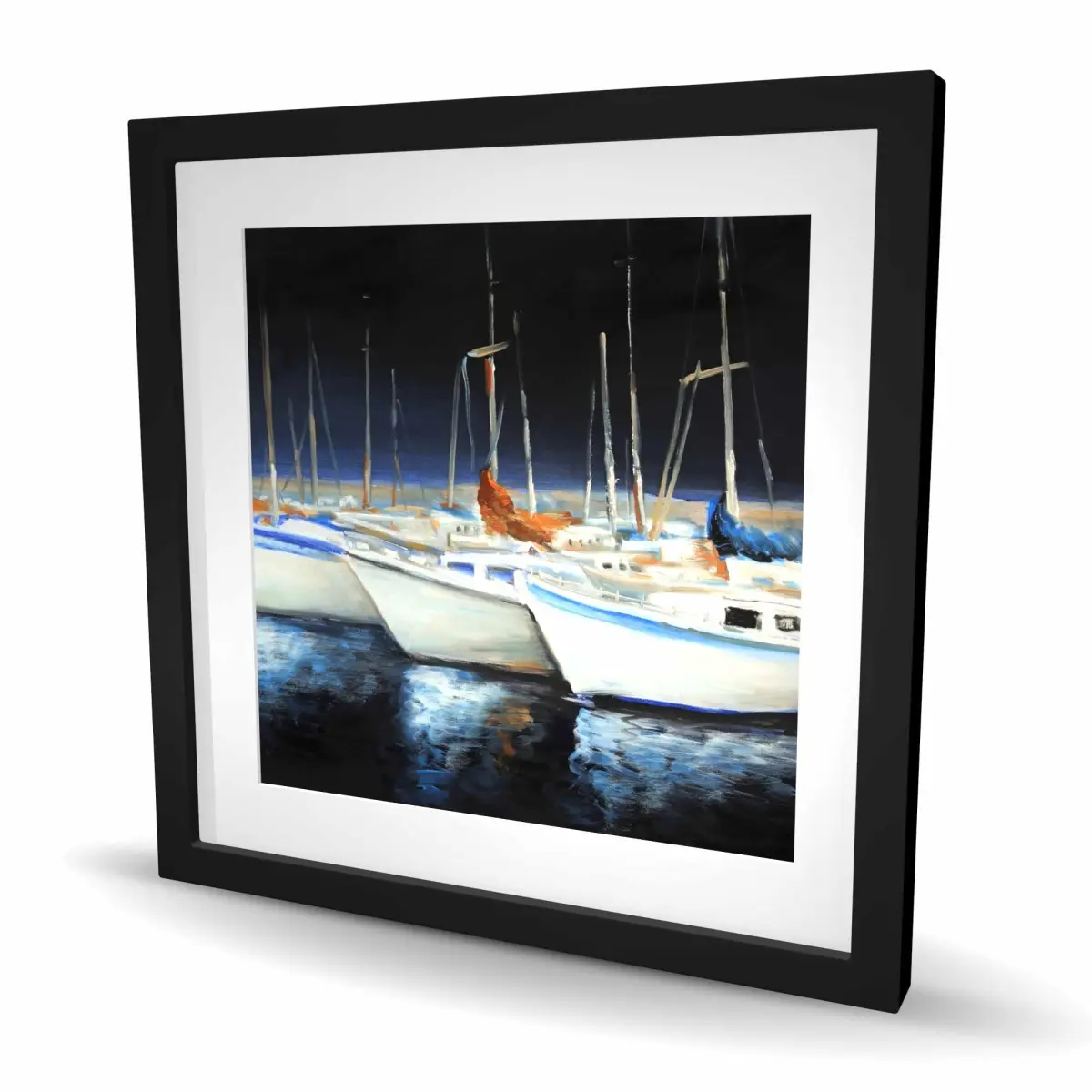 Begin Home Decor C1FM2424GXVNGI 24 x 24 in. Fishing Boats At the Marina - Coastal Framed Print Wall Art for Decor