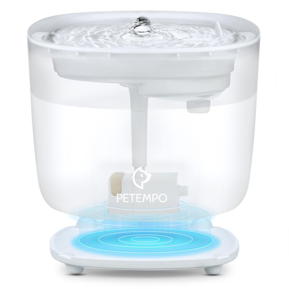 PETEMPO Cat Water Fountain, with Wireless Pump and 2 Flow Modes, 2L Capacity for Cats and Dogs