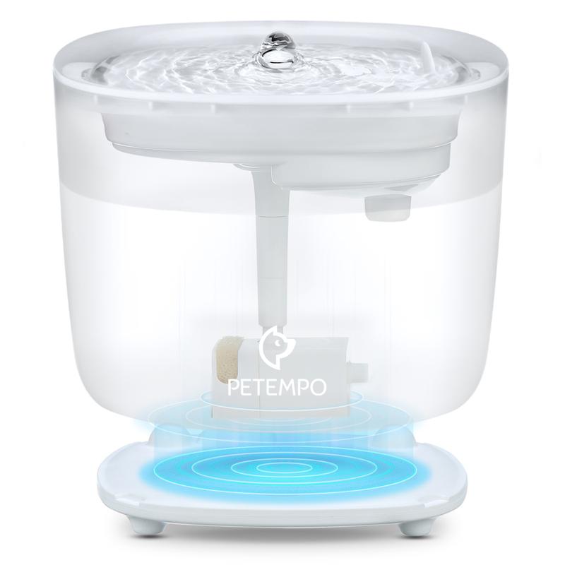 PETEMPO Cat Water Fountain, with Wireless Pump and 2 Flow Modes, 2L Capacity for Cats and Dogs