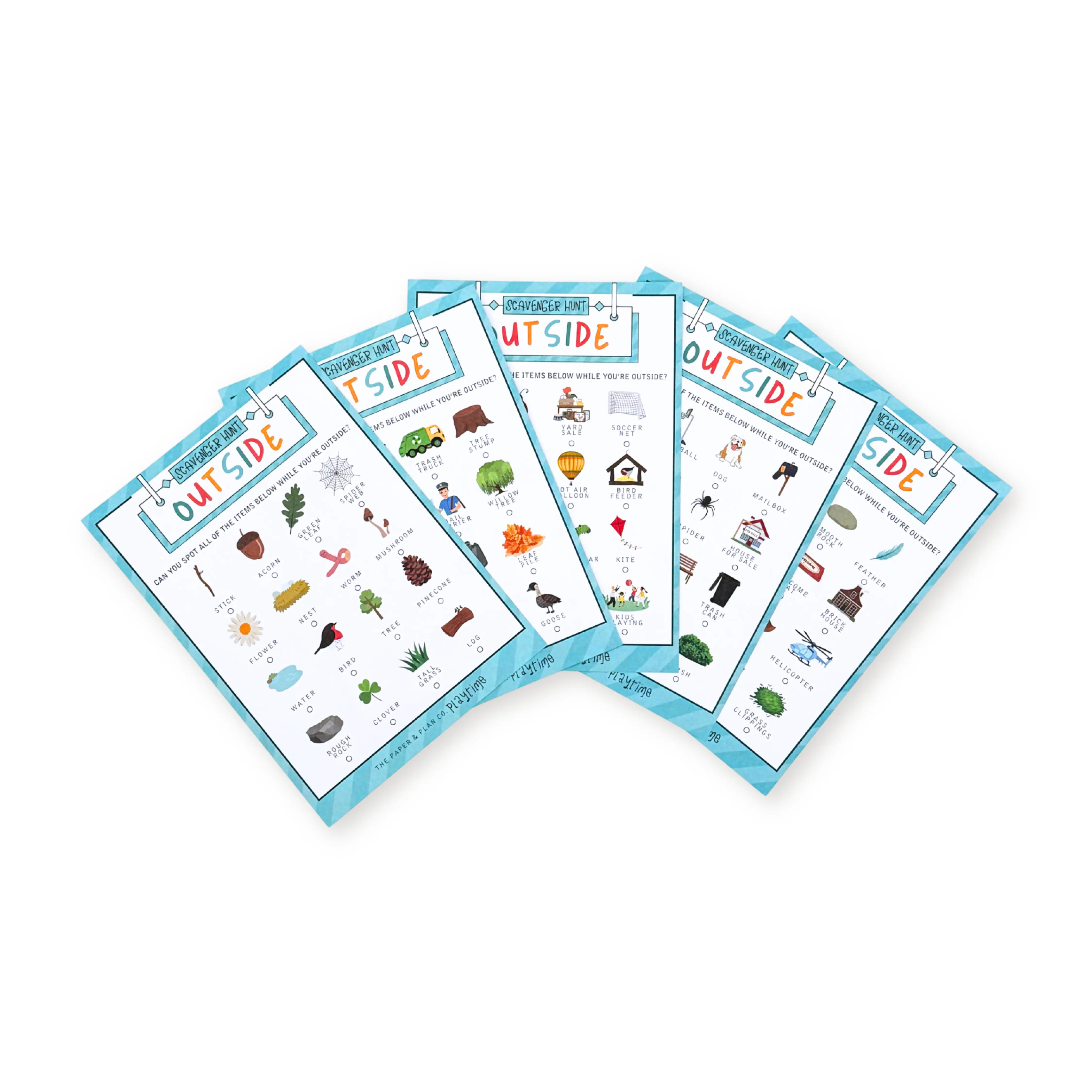Outside Scavenger Hunt Playtime Pads for Kids' Imagination Made in the USA Ideal for Outdoor Adventures