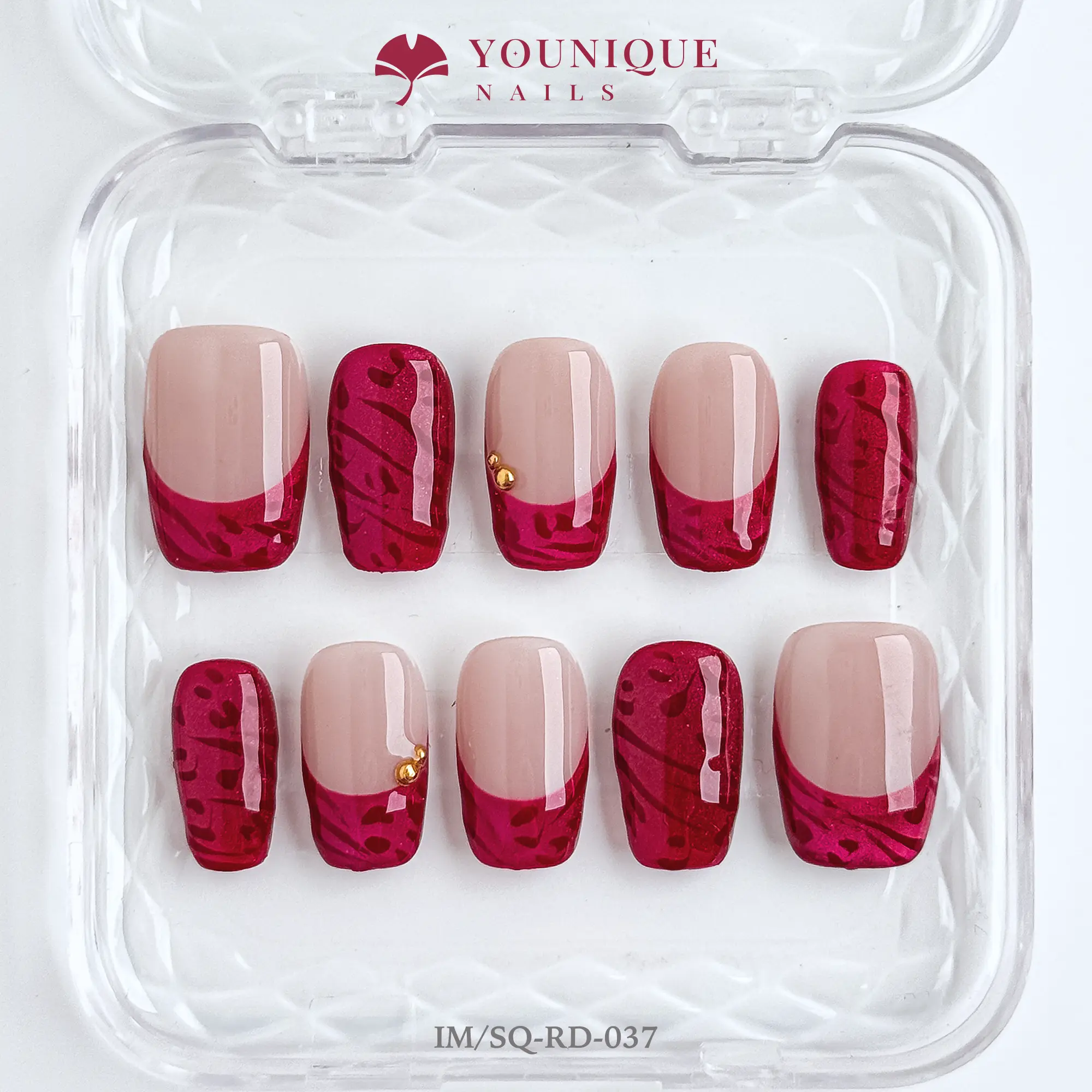 Younique Gel Acrylic Press-On Nails, 10PCS 100% Handmade Reusable Colorful Decorations with Custom Sizes
