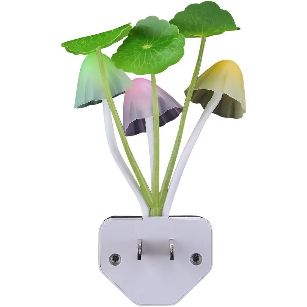 Plug-in Color-Changing Sensor LED Mushroom Lamp - Plastic & Silicone Ambient Night Lights, Nightstand Lights for Bedroom, Kitchen, Nursery Use
