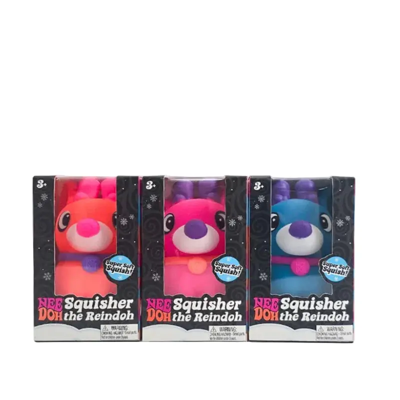 100% Authentic Schylling NeeDoh Squisher the Reindoh – Christmas Reindeer Squishy Fidget Toy, Super Soft Squish Sensory Stress Relief Squeeze Toy, Holiday Stocking Stuffer, Choose Your Color, 1 Pack