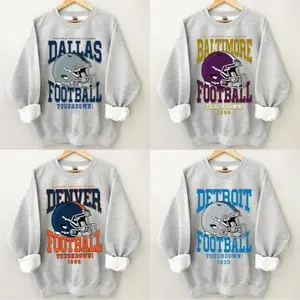 90s All Team Football ASH GREY Sweatshirt, Vintage Cowboy Game Day Shirt, Retro Sport Crewneck, Game Day Unisex Sweater, Long Sleeve Casual Cotton Graphic Shirt, Menswear, Gift For Fans