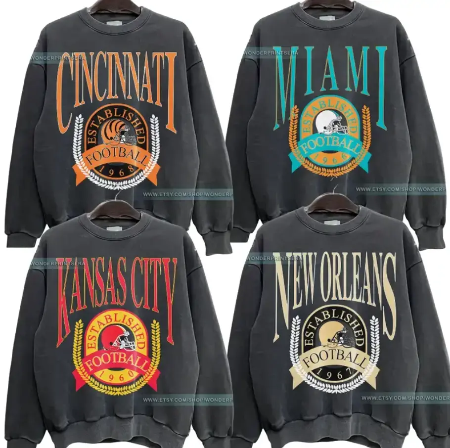 Vintage All Team Football Sweatshirt, Retro 90s Varsity Dark Heather Style Crewneck, GILDAN DARK HEATHER Unisex Pullover, Classic Sports Fan Gift, Fashion For All