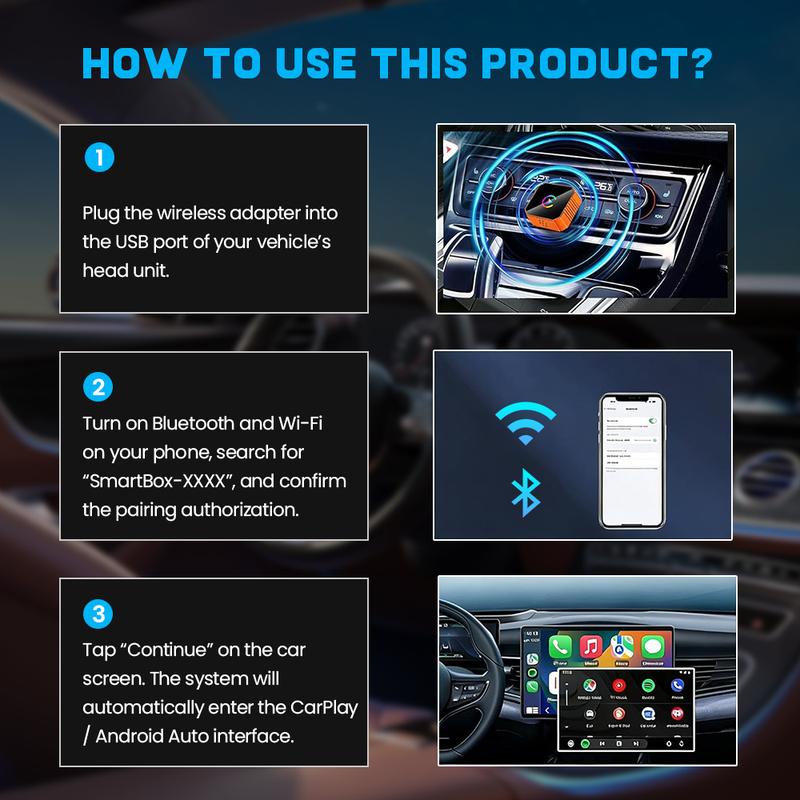 Wireless CarPlay & Android Auto Adapter 2026 – Plug & Play, No Delay, Hands-Free for iPhone & Android