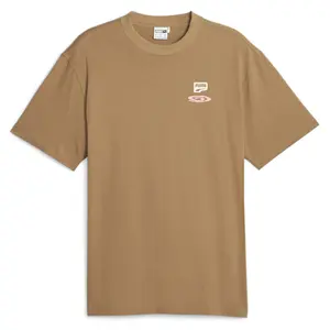 PUMA Mens Downtown Graphic Crew Neck Short Sleeve Casual Tops Casual - Brown