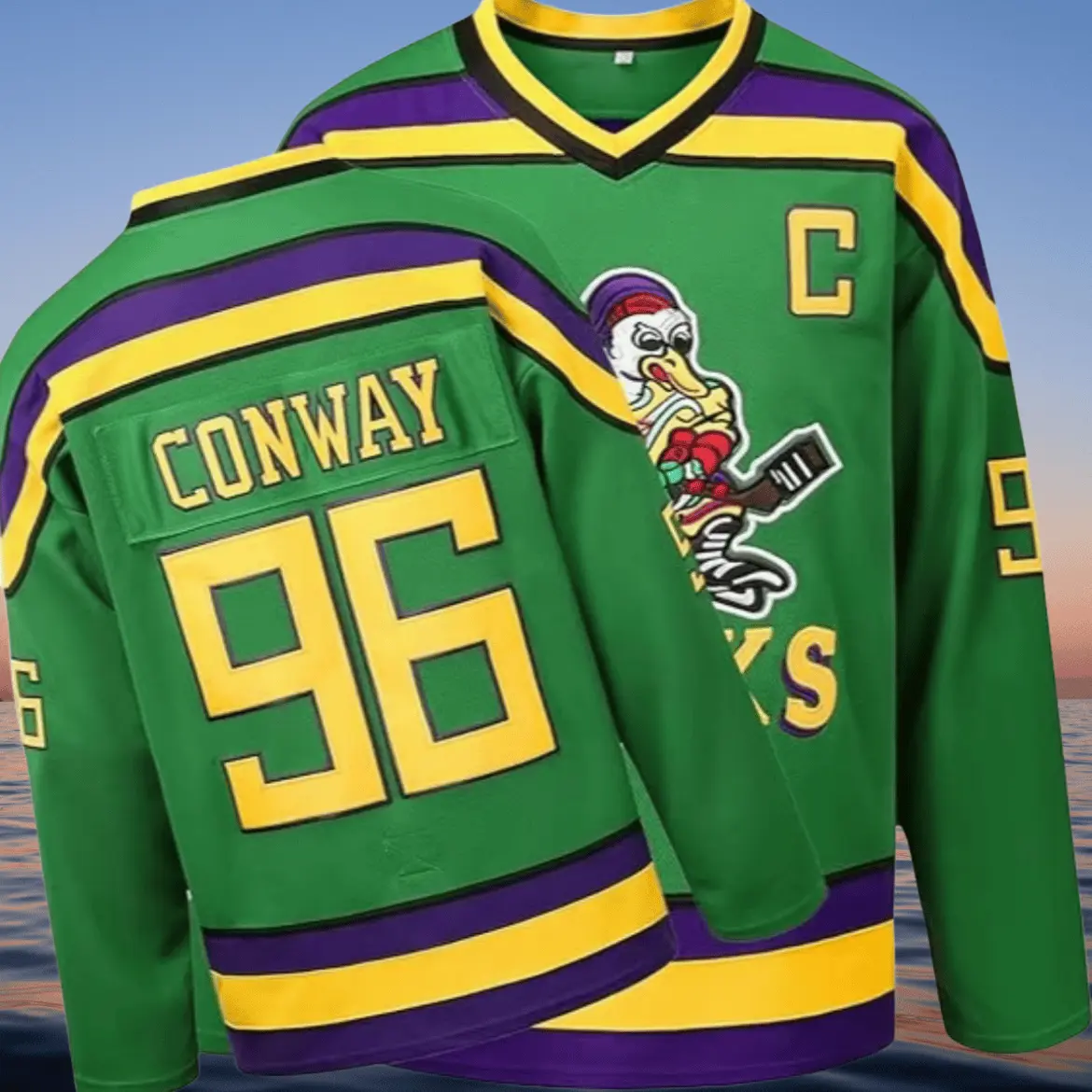 [FallFreshness] Mighty DucksJersey, 96 Conway Jersey, 99 Banks Jersey,Movie lce Hockey Jersey,Broidery Letters ancNumbers in Sport Specific Clothing in Sports &Outdoors