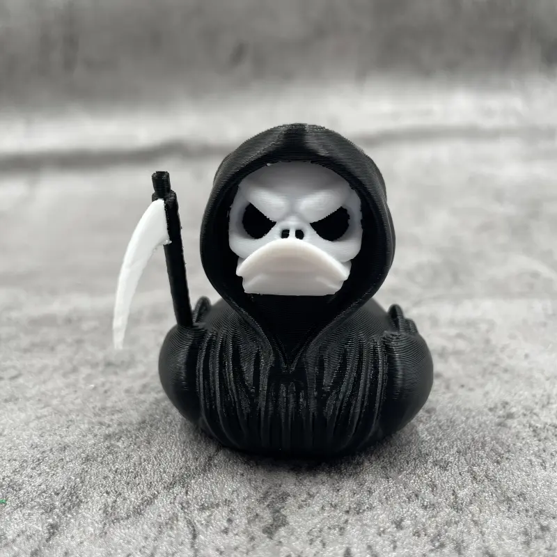 Gothic Reaper Duck Statue-Macabre Collector's Item with Scythe & Hooded Cloak, Satanic-Themed Desk Decor, Decorative Piece, for Halloween Decorations, Decorative Sculptures, Collectible Home Decor