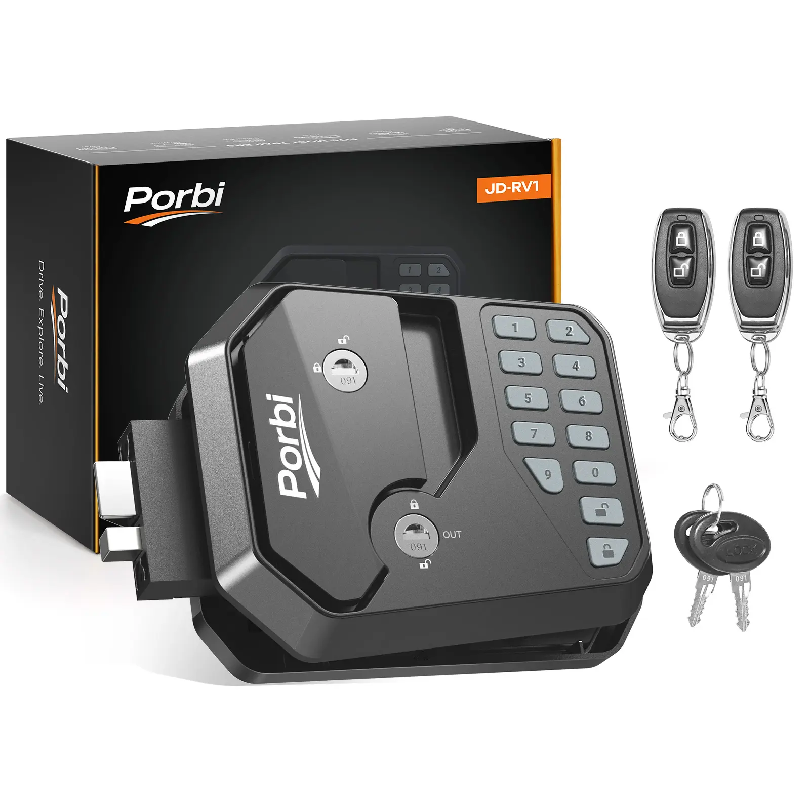 Porbi Full Metal RV Keyless Entry Door Lock with Password & Remote, Anti-Peeping & Backlit Keypad, Durable and Secure Camper Latch Replacement for RV Travel Trailer, Patented Security Structure