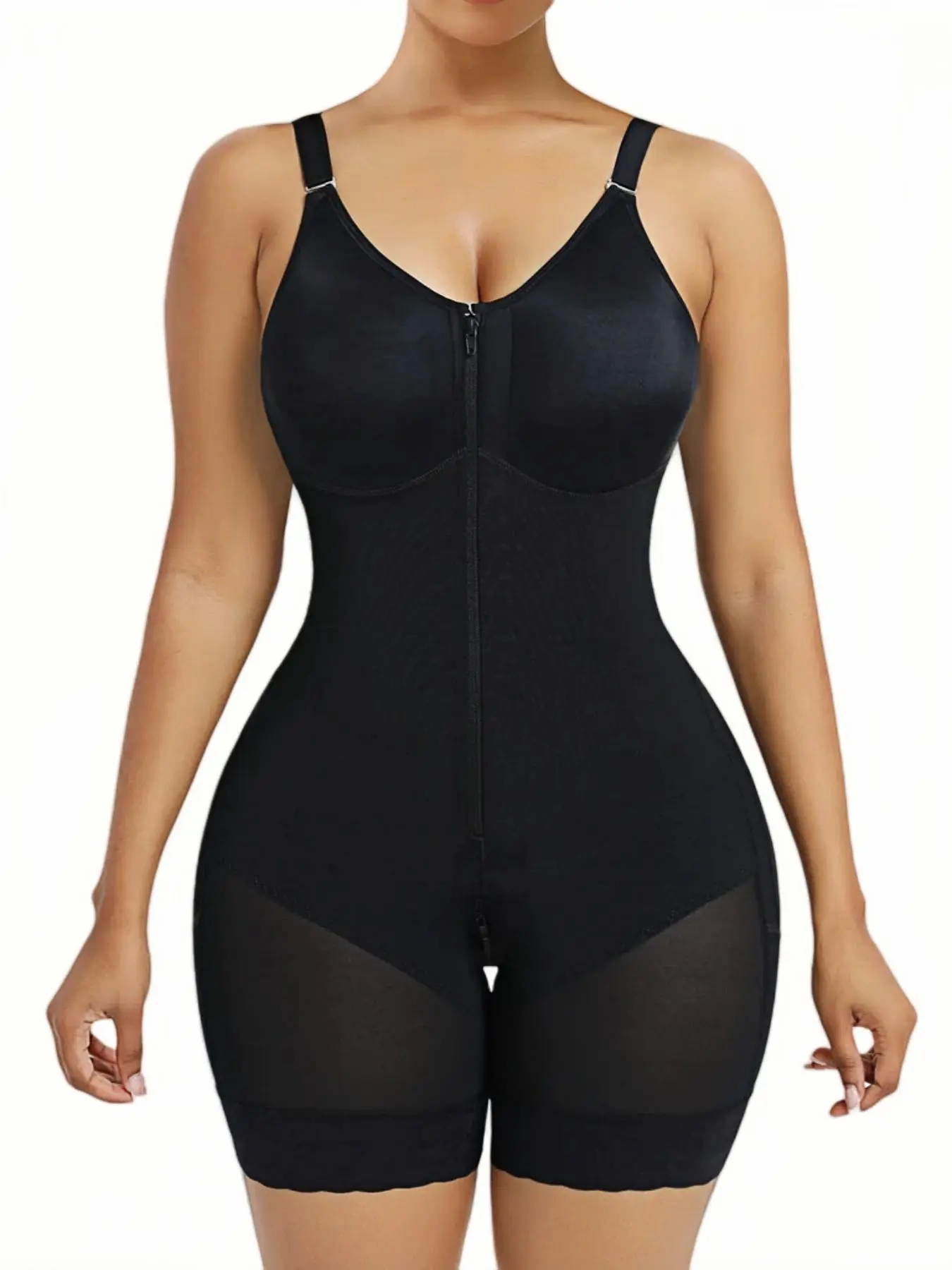 1 Count Women's Butt Lifting And Tummy Control Body Sculpting Compression Shapewear Bodysuit, Fajas, Body Shaperwear With Zipper Crotch Closure, Without Remove Shapewear， Waist Cincher, Bodysuit, Body Shaper Jumpsuit, Suitable For Daily Wear Or Sports