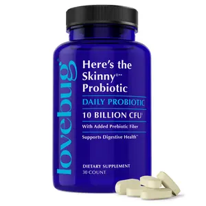 Lovebug Here's The Skinny Probiotic | 10 Billion CFU, 8 Strains | BIO-Tract Time-Release Technology | Added Prebiotic Fiber | Daily Digestive & Immune Support | 30 or 60 Count