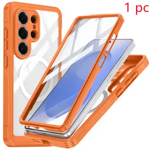 360 Full Coverage Magnetic Phone Case for Samsung Galaxy S26 Ultra S26 Plus, Wireless Charging Compatible, Transparent Shockproof Simple Design