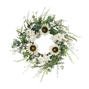 Puleo 24" Sunflower/Hydrangea Floral Spring Wre ath