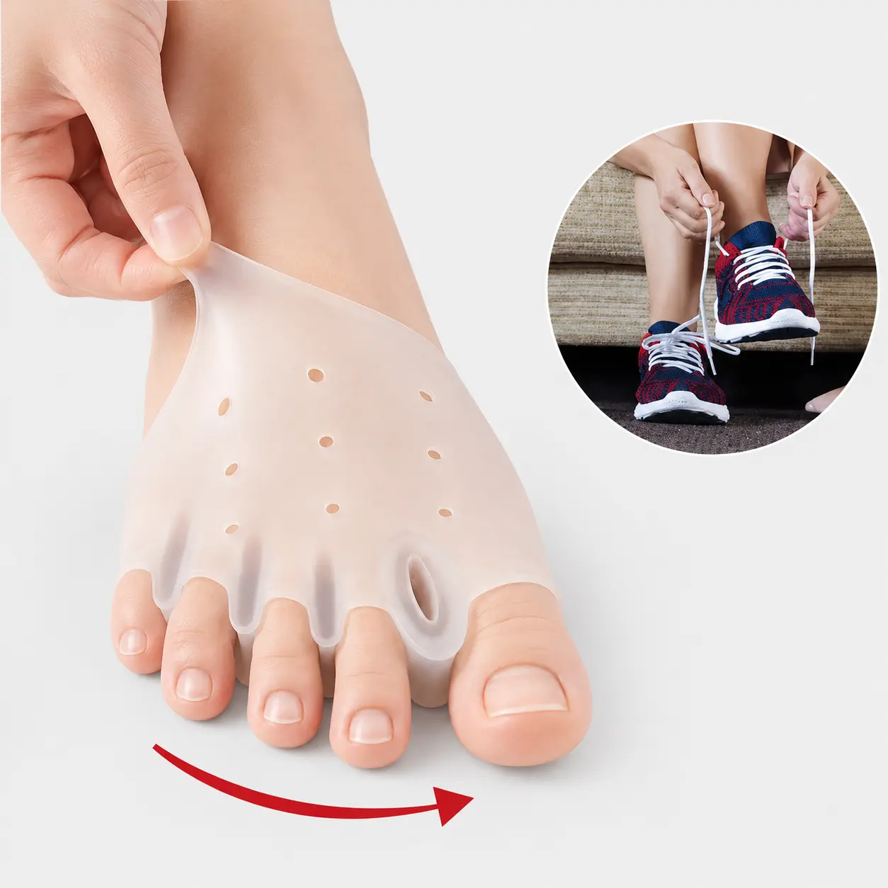 Comfortable Silicone Front Foot Pads for Foot Health and Bunion Relief, Perfect for Night and Home Use
