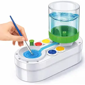 2025 Upgraded Paint Brush Cleaner Tool Brush Rinser, Watercolor/Oil-Based Paintbrush Cleaners, Painting Station Flush My Brush, Gift for Artist Kids Adults and Girls, Pre-Assembled(Green)