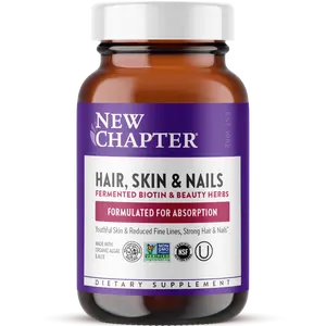 New Chapter Hair, Skin & Nails | Reduce Fine Lines, Builds Healthy Hair & Strong Nails with fermented Biotin - 30ct