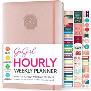 Weekly Schedule Planner - Hourly Work & Life Planner with Time Slots - Vertical Agenda Organizer for Daily Productivity, A5 (Rose )