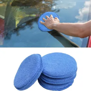 [80-Pack UltraSoft Car Wax Pads] 80-Pack UltraSoft 5-Inch Microfiber Car Wax Applicator Pads | Round Foam Buffing and Cleaning Sponges for Tire Shine and Car Wash