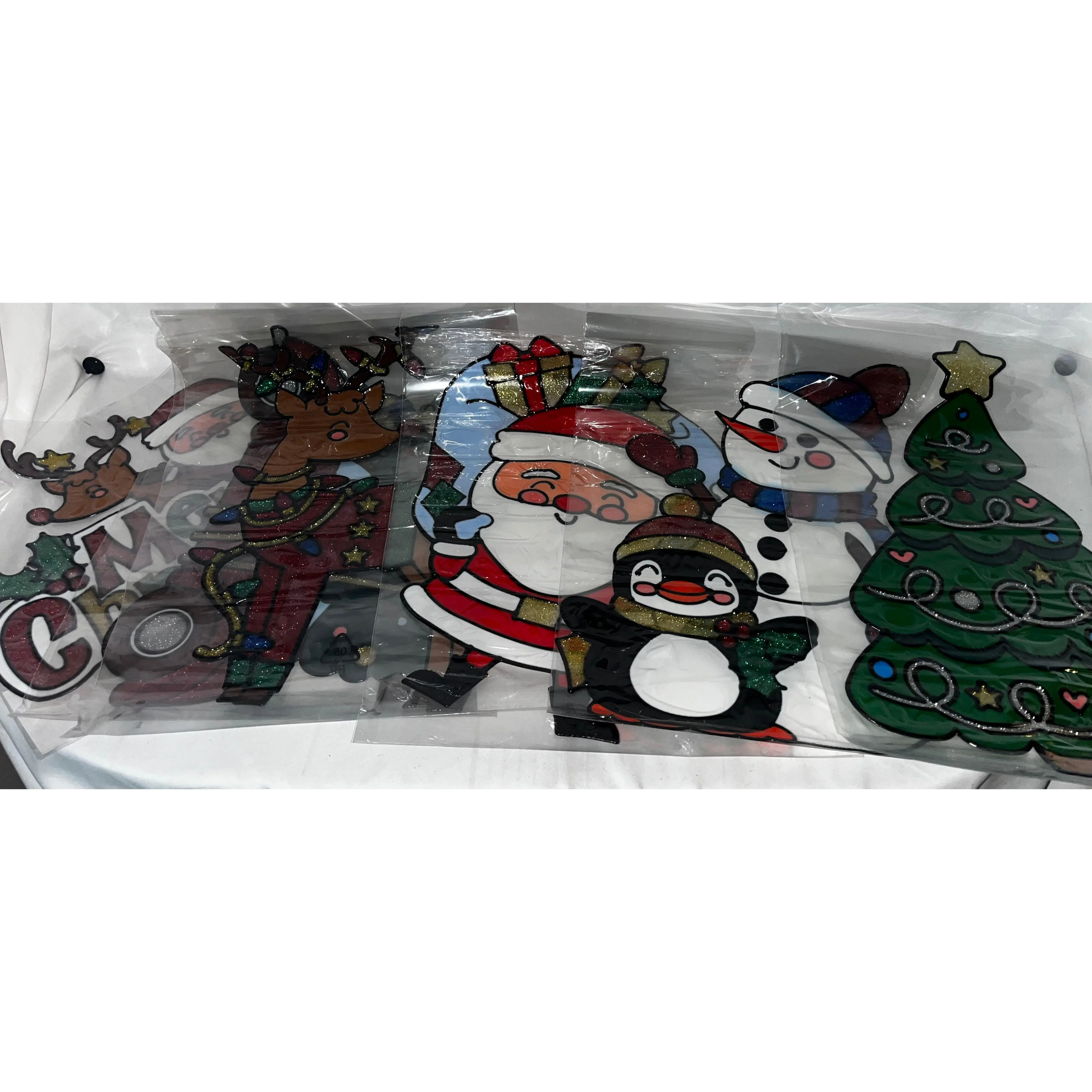 Lot of 3 - Christmas Window Stickers - Reusable Holiday Window Clings - Large