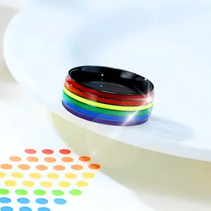 Colorful Rainbow Ring Gold Plated | Trendy Adjustable Jewelry for Women | Cute Stackable Fashion Ring Gift for Her