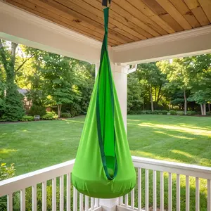 1 Pack Indoor Outdoor Hanging Hammock Chair with Inflatable Pillow & Storage Pocket, Woven Nylon Fabric, Supports Up to 264 lbs, Includes Straps & Screws
