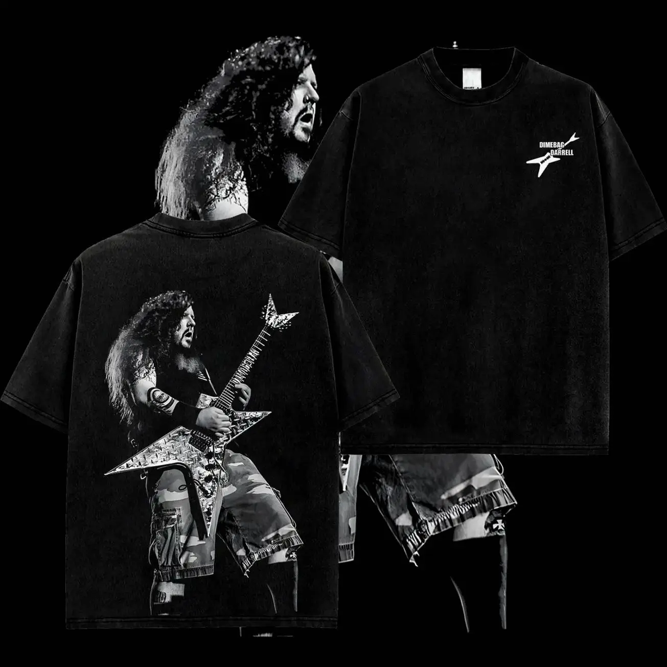 Pantera Dimebag Darrell Guitarist  Retro Unisex 100% Heavyweight Cotton T-Shirt – 90s Records Rock Cotton Tee, Groove Metal Rock Band Shirt, Oversized Vintage Tee, Heavy Metal Merch, Gift for Rock Fans 6UI