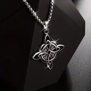 LIGHT CATCHER JEWELRY Vintage style witch knot pendant necklace - Made of stainless steel, unique and durable, suitable for everyday wear and parties, a fashionable accessory for all seasons.