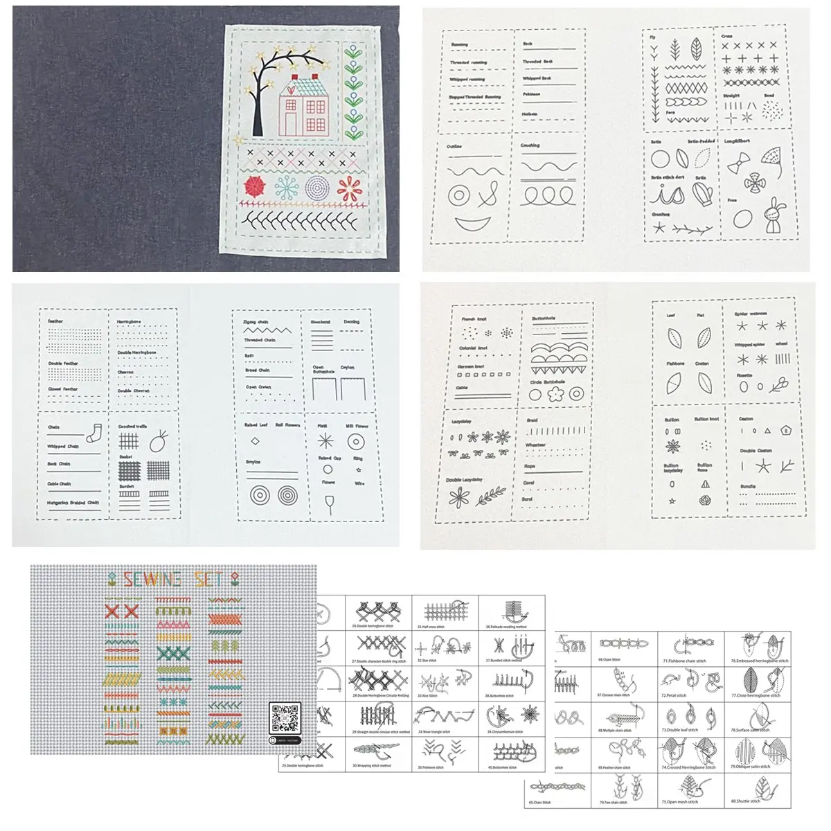 Embroidery Stitch Book Kit – Portable Beginner Embroidery Book with Complete Toolkit & Step-by-Step Tutorial, All-Scenario Stitch Guide, Embroidery Patterns for Adults & Craft Lovers (1 Set)