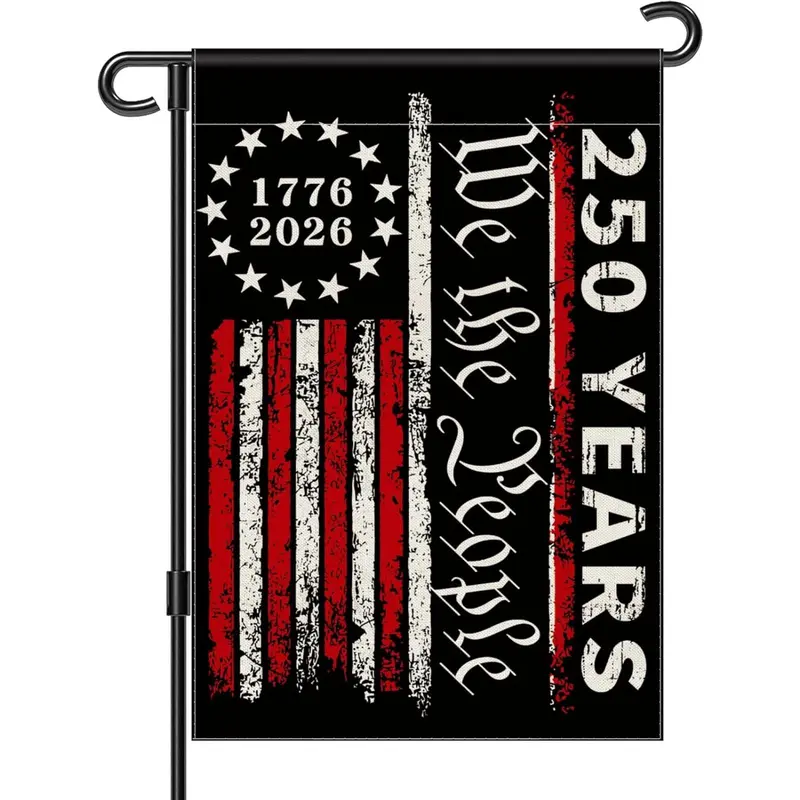 【Memorial Day】250th Anniversary Garden Flag, 250 Anniversary USA Flag American We the People 250 Years Patriotic Banner 1776-2026 Commemorative 4th of July Yard Sign Double-Sided Waterproof Garden Flag 12x18 Inch