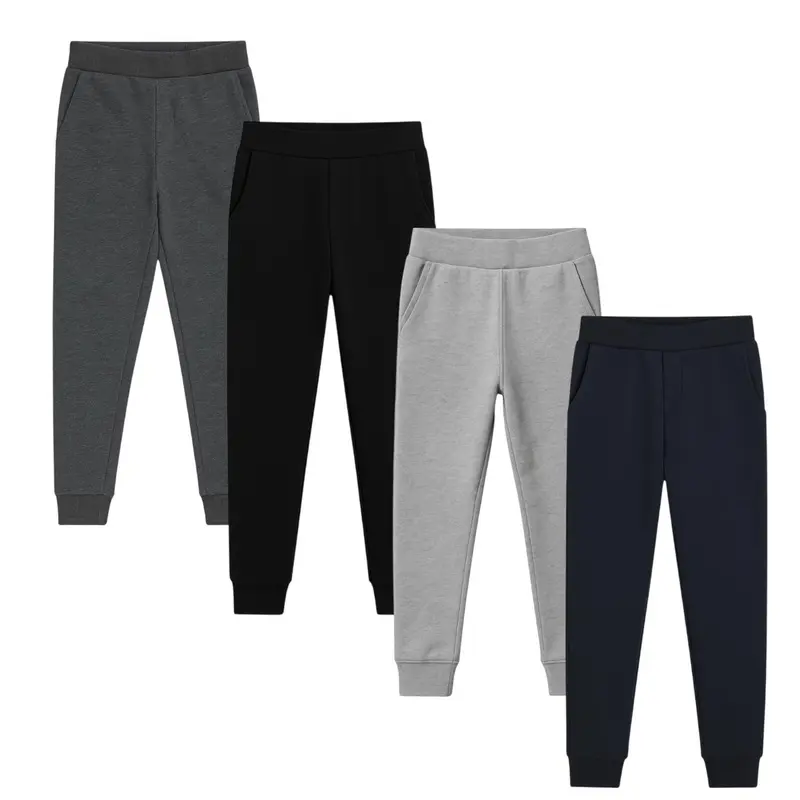 Kids 4 Pack Ultra Soft Fleece Sweatpants Cozy Durable Everyday Wear S–2XL Comfortable Versatile for Active Lifestyles