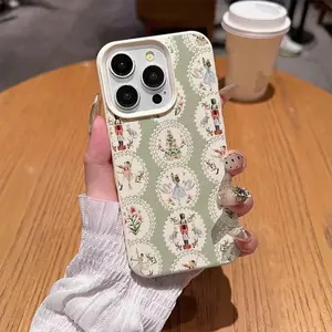 Phone case: 1pc Retro Fairy Tale Nutcracker & Christmas Tree Pattern UV printed texture phone case, suitable for iPhone 17, 16, 15, 14, 13, 12, 11 Pro Max Plus, protection,stylish protective case, suitable as a fashionable item for gifts, creative pattern