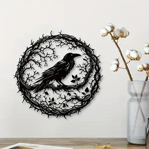 Gothic Metal Crow Wall Art, Bird Decor on Branches, Halloween Decoration, Unique Gothic Home Decor, Crows Hanging Ornament, Vintage Wall Art