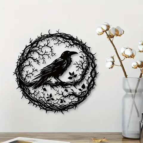 Gothic Metal Crow Wall Art, Bird Decor on Branches, Halloween Decoration, Unique Gothic Home Decor, Crows Hanging Ornament, Vintage Wall Art, Vintage Room Decor, Home Decor Products