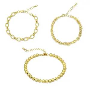 Mytys Men's & Women's Twisted Rope, Round Bead, and Link Bracelet Set – Perfect Gift for Daily Wear Jewelry Charm