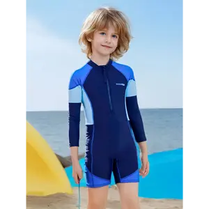 Kids' Professional Training Long-Sleeve Sporty Swimwear - Sun-Protective, Quick-Dry Fabric for Competitive Racing, Swimming, Sporty Kids' Swimwear Activewear Beach
