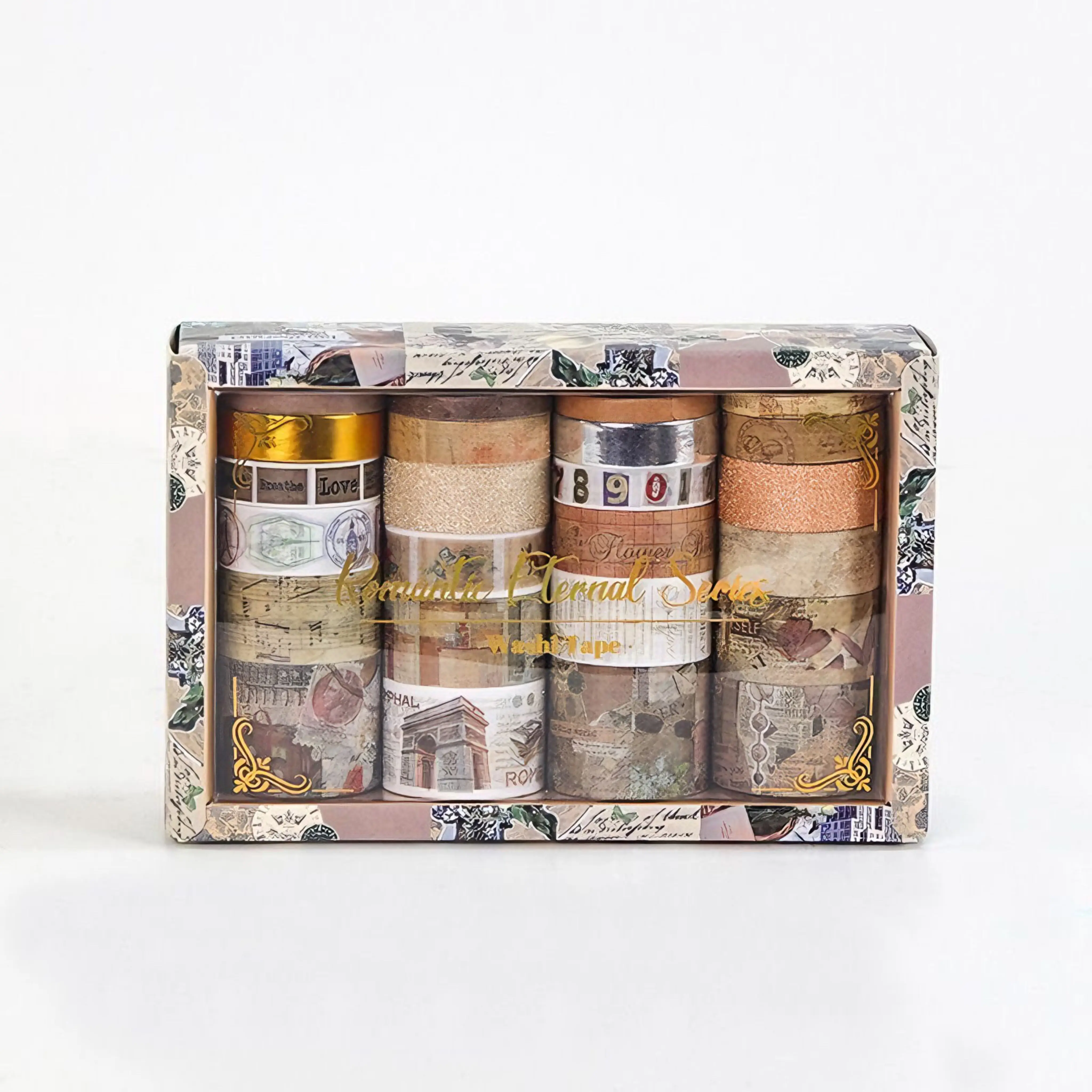 24 Rolls Vintage Washi Tape Set for DIY Journal Scrapbooking Decorative Sticker Collage Supplies Perfect for Crafting and Decoration with Unique Nostalgic Designs