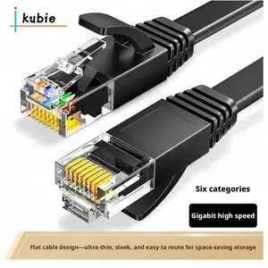6 Class Gigabit Ethernet Cable, Data Transfer Cable, Flat Design, Ultra-Thin, Easy Wiring, Space-Saving Storage, Gold Plated, Anti-Interference, High Durability