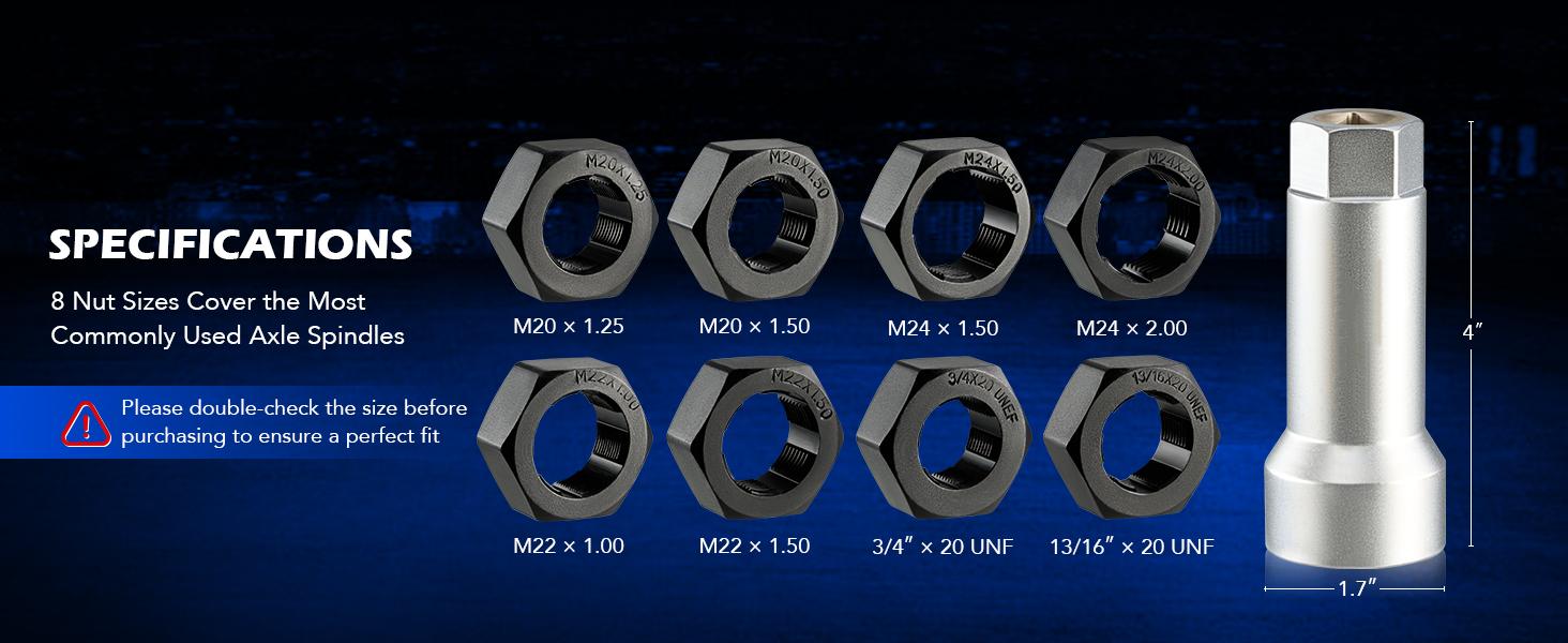 GJANSH 10-Piece Axle Spindle Thread Chaser Set - Includes 8 Dies & 1-1/16"Extension Bar, 8 Common Sizes M20 M22 M24 & 13/16" 3/4" UNEF Nuts for Most Vehicle Axle Spindles