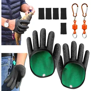 2 count Fishing Gloves with  Release, Professional Catch Fish Gloves for Handling,Catching,Cleaning,Fisherman Fishing Accessories