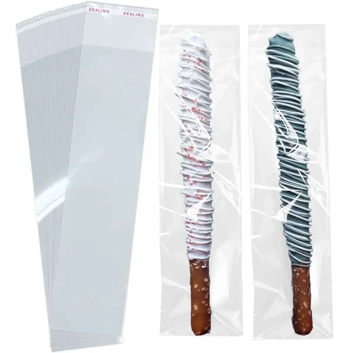 Rod Bags 200 Pcs 2x8 In Clear Self Sealing Cellophane Bags For Pretzel Stick Individual Resealable Plastic Cello Bag For Party Favors Candy Treats Popsicle Packaging