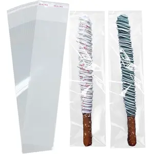 Rod Bags 200 Pcs 2x8 In Clear Self Sealing Cellophane Bags For Pretzel Stick Individual Resealable Plastic Cello Bag For Party Favors Candy Treats Popsicle Packaging