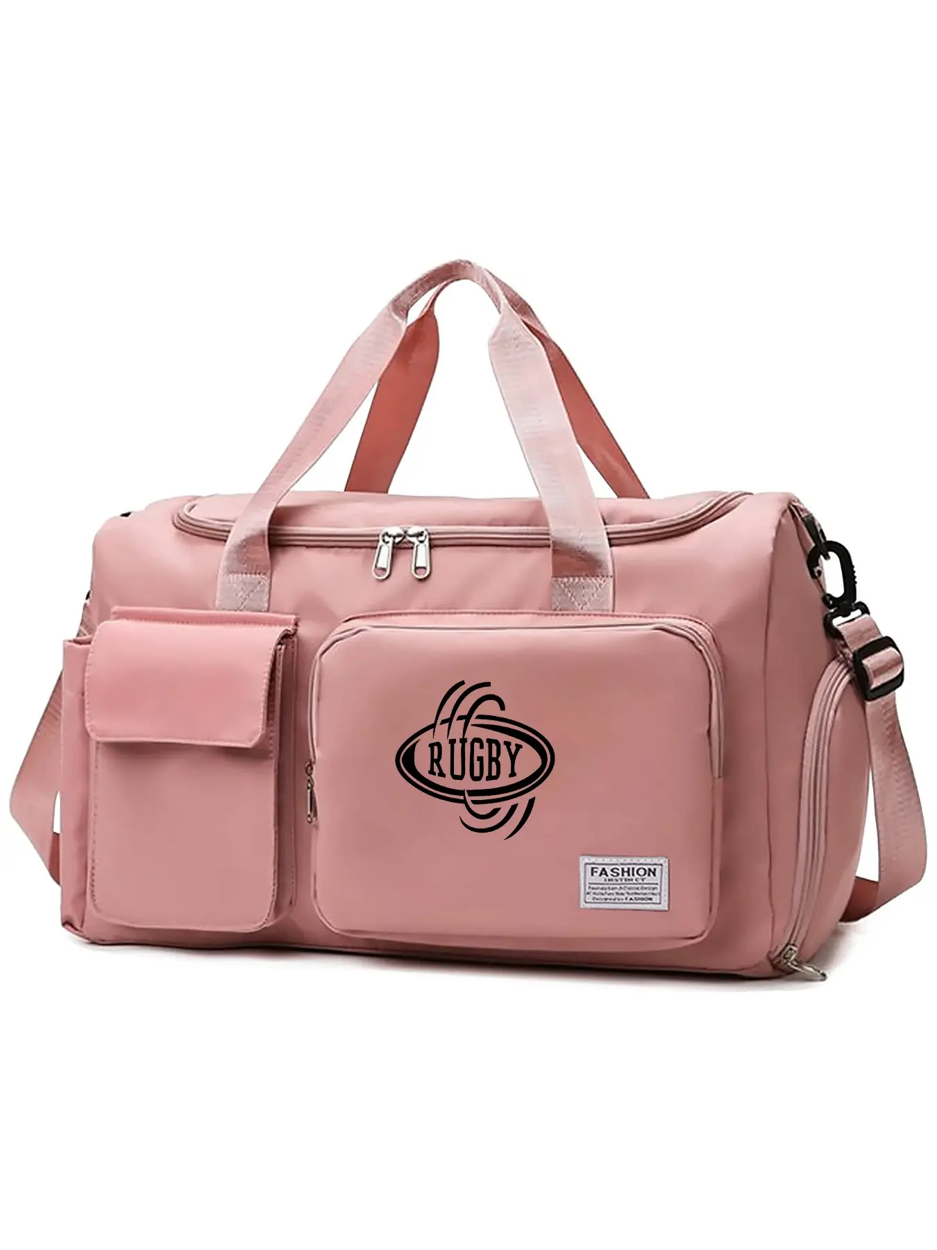Rugby Print Fitness Bag, Large Capacity Travel Backpack, Dry-Wet Separation, Ideal for Weekend, Gym, Dance Activities