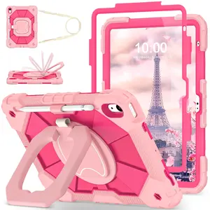 Case for iPad (A16) 11th/10th Generation 11 Inch (2025) & 10.9 Inch (2022) Full-Body Drop Protection with Rotating Stand Screen Protector Pencil Holder Rose Color - Computer, Cover