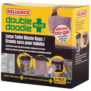 212 MAIN Reliance Double Doodie Plus Leak-Proof Household Trash Bags with Bio-Gel, Boxed Pack of 6
