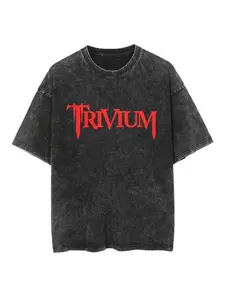 Rock Trivium Shogun Album T-shirt Oversized Retro Black Short Sleeved T-shirt Fashionable Men's and Women's Hip-hop Street Wear Summer Men's and Women's Fashion Trend Loose Large Top Comfortable and Breathable Round Neck Pullover Short Sleeved Y2K